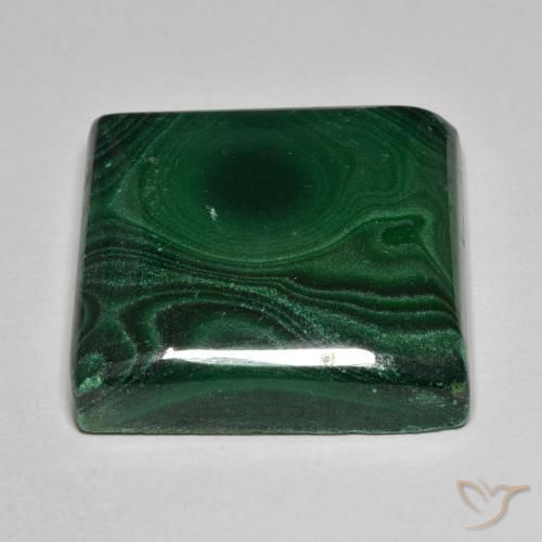 Malachite Gemstone in 25 x 24.3 mm Size for Sale, Malachite Stone in Pine Green Color