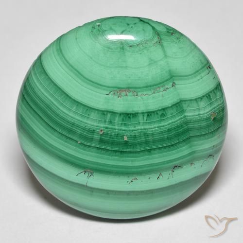 30.82 ct Green Malachite Gemstone, Malachite Gem in Round Cabochon Shape for Sale.