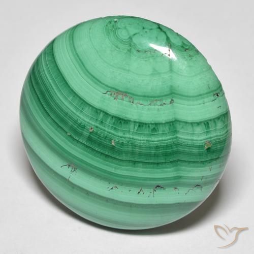 30.82 ct Green Malachite Stone, Natural Malachite in Round Cabochon Shape for Sale