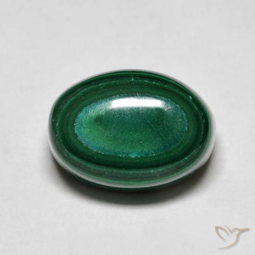 13.80 ct Green Malachite Stone, Natural Malachite in Oval Cabochon Shape for Sale