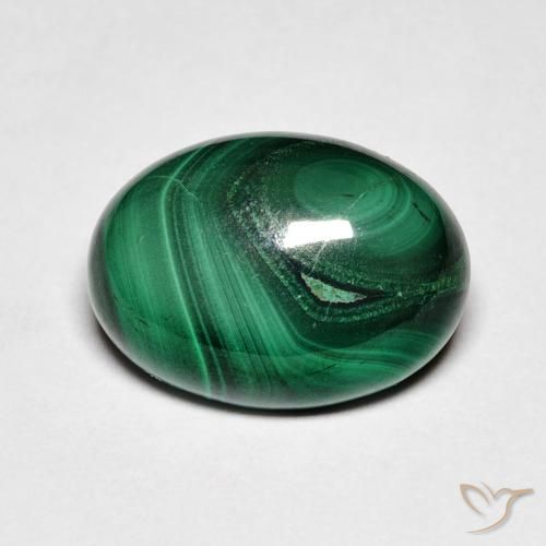 7.31 ct Green Malachite Stone, Natural Malachite in Oval Cabochon Shape for Sale