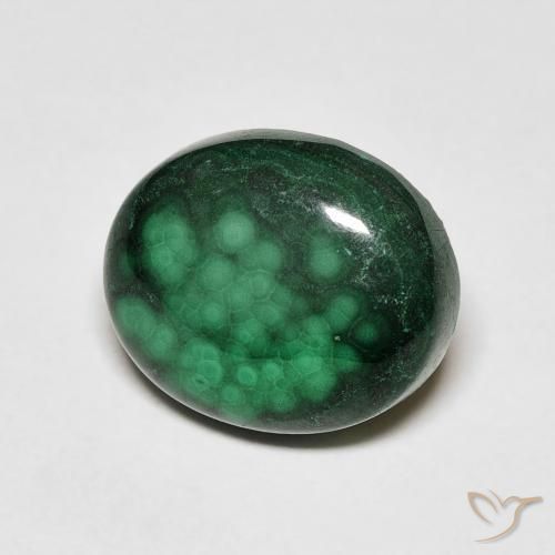 5.88 ct Green Malachite Stone, Natural Malachite in Oval Cabochon Shape for Sale