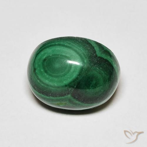 10 x 8,1mm Malachite verde taglio ovale dal Congo, peso di 4,1 ct, pietra preziosa naturale non trattati in purezza Opaque, 1 pezzo Malachite Ovale cabochon - Colore: Verde scuro, durezza Mohs di 3,5 - 4 , Photo A