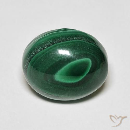 Malachite Vert Ovale 12 x 10,1mm du Congo, poids de 7,8 ct, pierre gemme naturelle Non traité de pureté Opaque , 1 pièce de malachite oval cabochon, couleur : Vert pin, dureté de Mohs de 3.5 à 4, Photo A