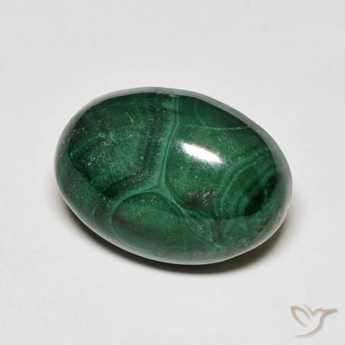 8.47 ct Green Malachite Stone, Natural Malachite in Oval Cabochon Shape for Sale
