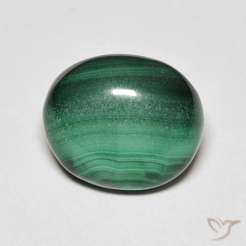 6.20ct Natural Medium Green Malachite, Oval, Opaque