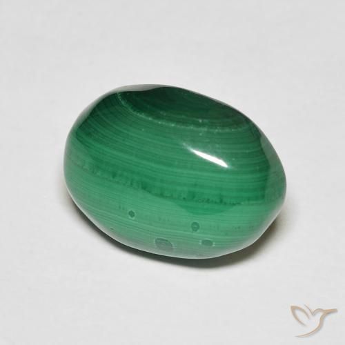 7.62 ct Green Malachite Stone, Natural Malachite in Oval Cabochon Shape for Sale
