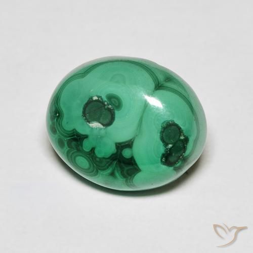 6.76 ct Green Malachite Stone, Natural Malachite in Oval Cabochon Shape for Sale