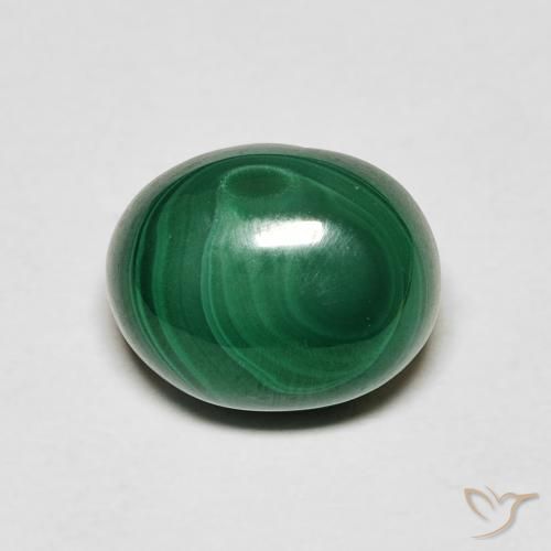 5.31 ct Green Malachite Stone, Natural Malachite in Oval Cabochon Shape for Sale