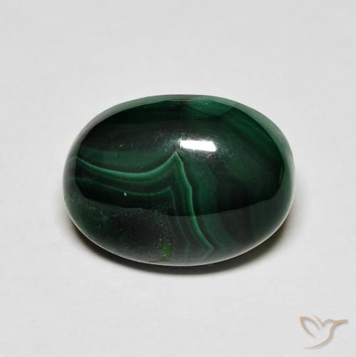 9.88 ct Green Malachite Stone, Natural Malachite in Oval Cabochon Shape for Sale