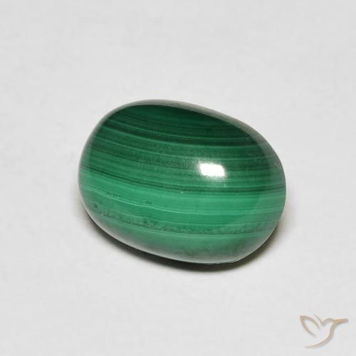 3.44 ct Green Malachite Stone, Natural Malachite in Oval Cabochon Shape for Sale