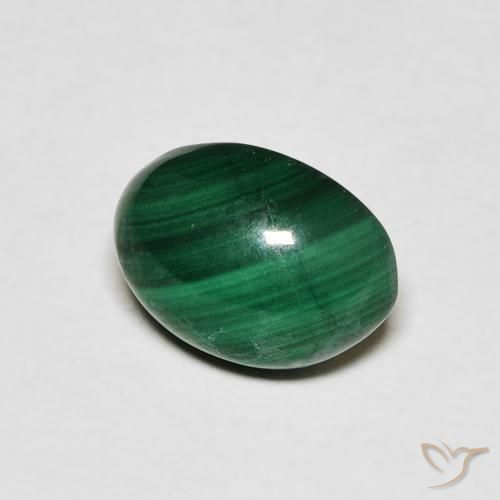 2.59 ct Green Malachite Stone, Natural Malachite in Oval Cabochon Shape for Sale