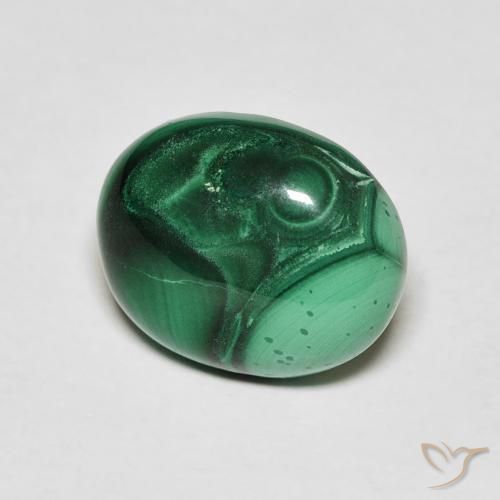 6.65 ct Green Malachite Stone, Natural Malachite in Oval Cabochon Shape for Sale