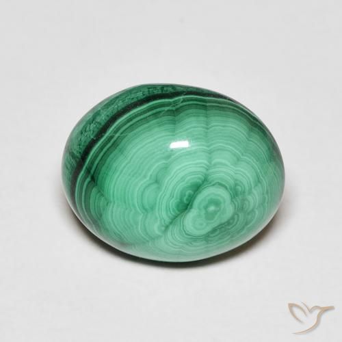 Malachite 11,6 x 9,5mm verde Ovale cabochon dal Congo, peso di 4,9 ct, gemma naturale non trattati in purezza Opaque, 1 pezzo Malachite - Colore: Verde multicolore, durezza Mohs di 3,5 - 4, Photo A