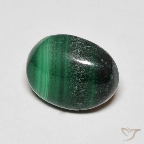 3.62 ct Green Malachite Stone, Natural Malachite in Oval Cabochon Shape for Sale