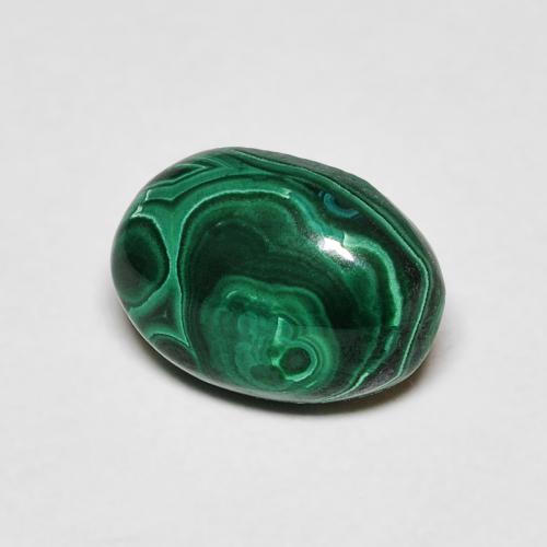 8.8 x 6.3mm Oval Cabochon Green Malachite from Congo, Weight of 2.12ct, Natural untreated Gemstone in Opaque Clarity, 1pc Malachite - Color: Multicolor Green, Mohs Hardness of 3.5 - 4, Photo A
