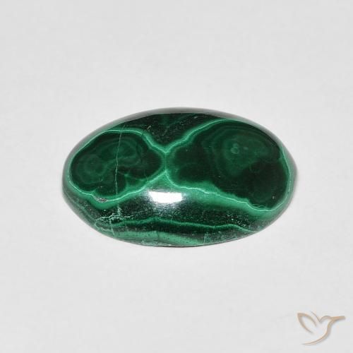 Malachite Gemstone in 13.4 x 10.1 mm Size for Sale, Malachite Stone in Dark Green Color
