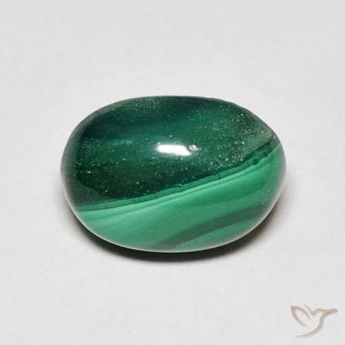 4.40 ct Green Malachite Gemstone, Malachite Gem in Oval Cabochon Shape for Sale.