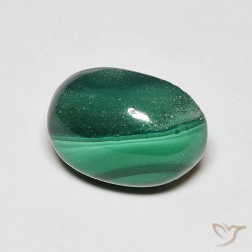 4.40 ct Green Malachite Stone, Natural Malachite in Oval Cabochon Shape for Sale