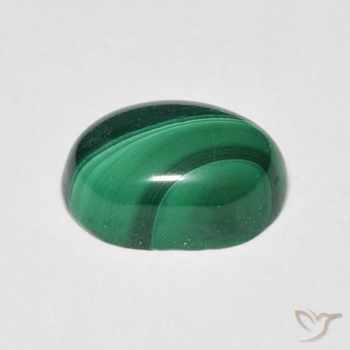 Malachite Gemstone in 10.9 x 7.5 mm Size for Sale, Malachite Stone in Dark Green Color