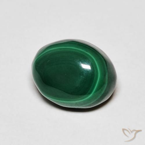 3.20 ct Green Malachite Stone, Natural Malachite in Oval Cabochon Shape for Sale