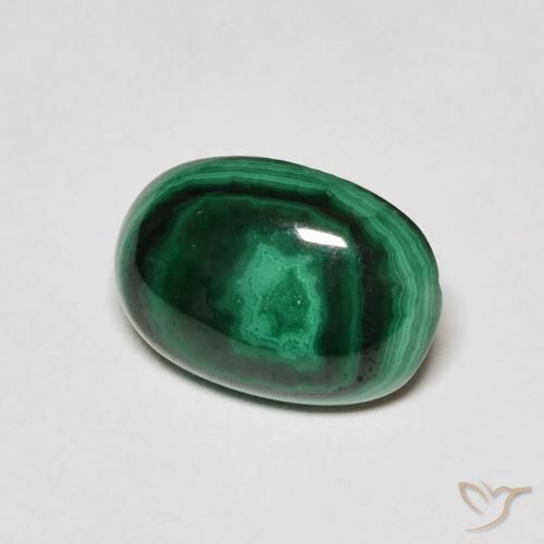 3.01 ct Green Malachite Stone, Natural Malachite in Oval Cabochon Shape for Sale