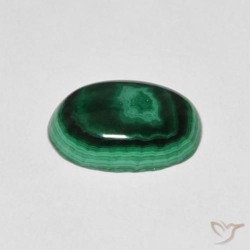 Malachite Gemstone in 11.1 x 7.8 mm Size for Sale, Malachite Stone in Dark Green Color