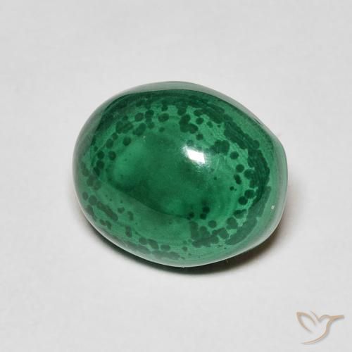 6.61 ct Green Malachite Stone, Natural Malachite in Oval Cabochon Shape for Sale