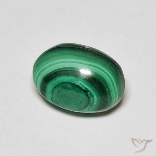 3.36 ct Green Malachite Stone, Natural Malachite in Oval Cabochon Shape for Sale