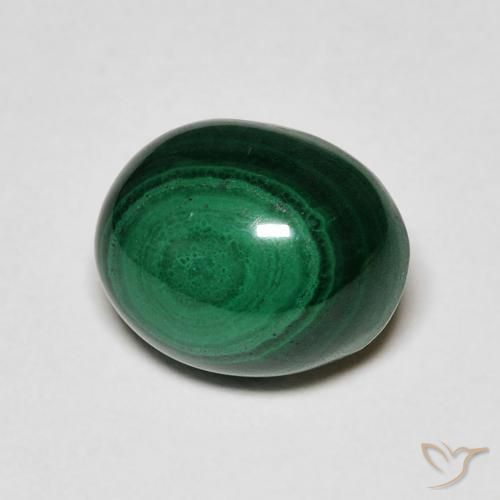 5.19 ct Green Malachite Stone, Natural Malachite in Oval Cabochon Shape for Sale