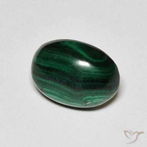 5.27 ct Green Malachite Stone, Natural Malachite in Oval Cabochon Shape for Sale