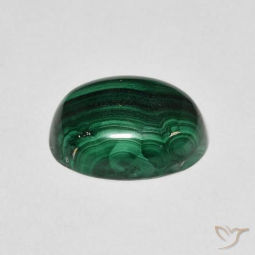 Malachite Gemstone in 11.7 x 8.6 mm Size for Sale, Malachite Stone in Dark Green Color