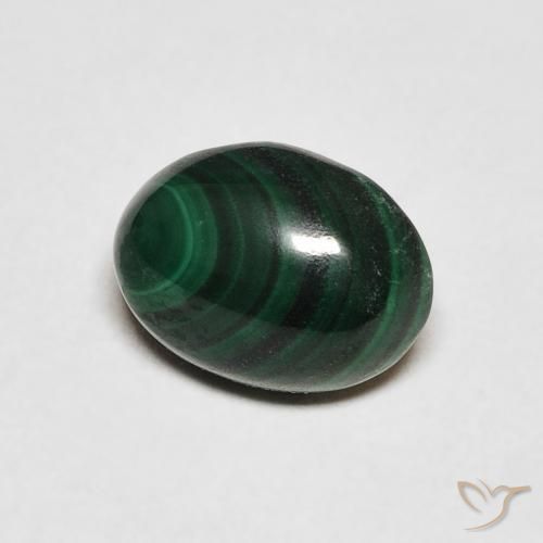 2.90 ct Green Malachite Stone, Natural Malachite in Oval Cabochon Shape for Sale
