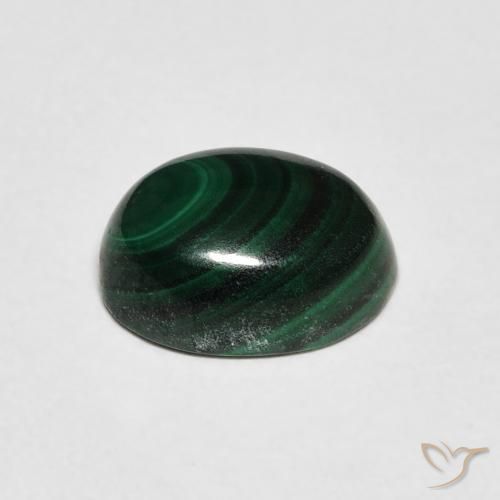 Malachite Gemstone in 9 x 6.7 mm Size for Sale, Malachite Stone in Dark Green Color