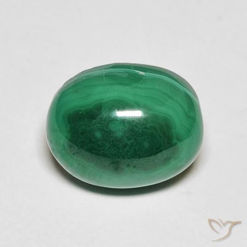 6.20ct Natural Medium Green Malachite, Oval, Opaque