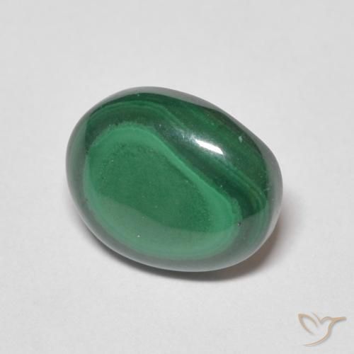 3.08 ct Green Malachite Stone, Natural Malachite in Oval Cabochon Shape for Sale