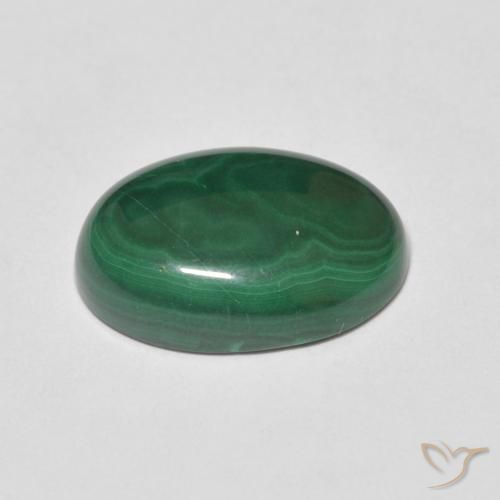 Malachite Gemstone in 13.8 x 9.5 mm Size for Sale, Malachite Stone in Medium Green Color