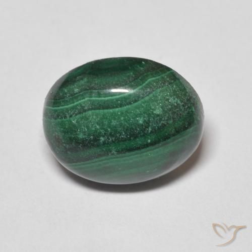 Malachite Vert oval cabochon du Congo, 11,5 x 9,2mm, poids de 4,98 ct, pierre gemme naturelle Non traité de pureté Opaque , 1 pièce de malachite, couleur Vert multicolore, dureté Mohs de 3.5 à 4, Photo A