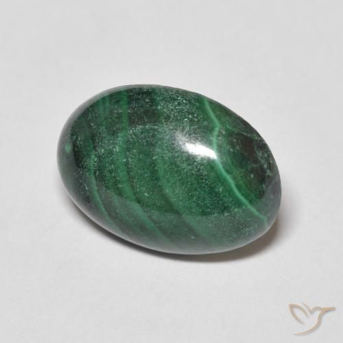 5.64 ct Green Malachite Stone, Natural Malachite in Oval Cabochon Shape for Sale