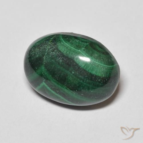 8.86 ct Green Malachite Stone, Natural Malachite in Oval Cabochon Shape for Sale