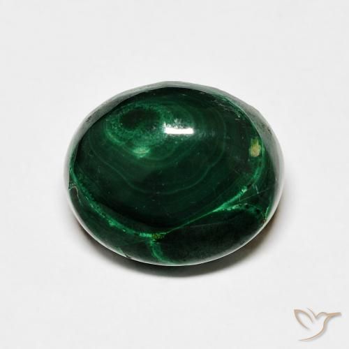 Malachite Ovale cabochon da 6,97 ct dal Congo, dimensione 12,1 x 10,1mm, purezza Opaque, pietra preziosa naturale non trattati, Malachite 1pc in colore Verde scuro, durezza Mohs di 3,5 - 4, Photo A