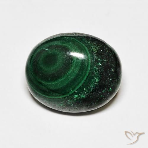 Malachite Vert oval cabochon 12,2 x 10,1mm du Congo, poids de 6,86 ct, pierre gemme naturelle Non traité de pureté Opaque , 1 pièce de malachite, couleur : Vert foncé, dureté de Mohs de 3.5 à 4, Photo A