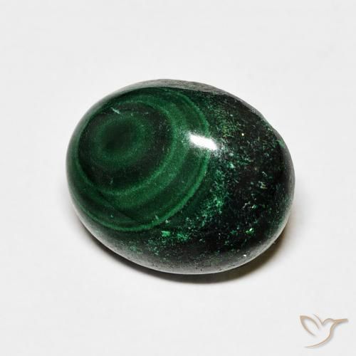 6.86 ct Green Malachite Stone, Natural Malachite in Oval Cabochon Shape for Sale