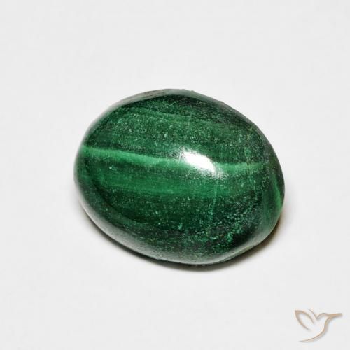 4.66 ct Green Malachite Stone, Natural Malachite in Oval Cabochon Shape for Sale