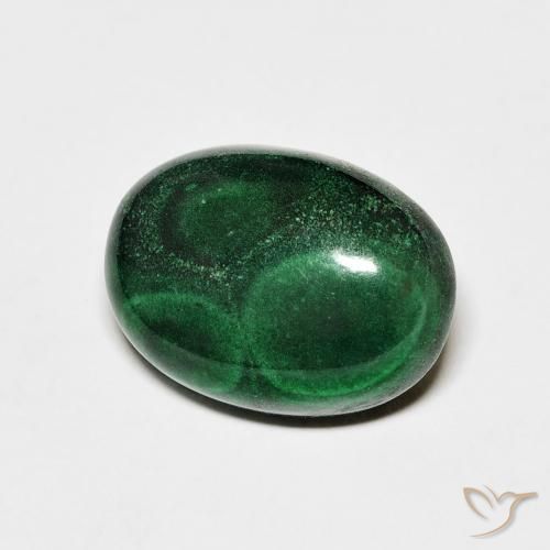 7.83 ct Green Malachite Stone, Natural Malachite in Oval Cabochon Shape for Sale