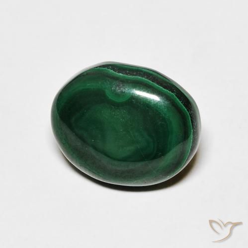 6.18 ct Green Malachite Stone, Natural Malachite in Oval Cabochon Shape for Sale