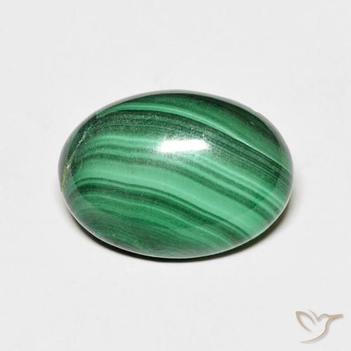 Malachite Vert moyen Ovale 5,58 ct du Congo, Dimension 14 x 10mm, Pierre gemme naturelle Non traité, pureté Opaque , 1 pièce de malachite oval cabochon, dureté de Mohs de 3.5 à 4, Photo A