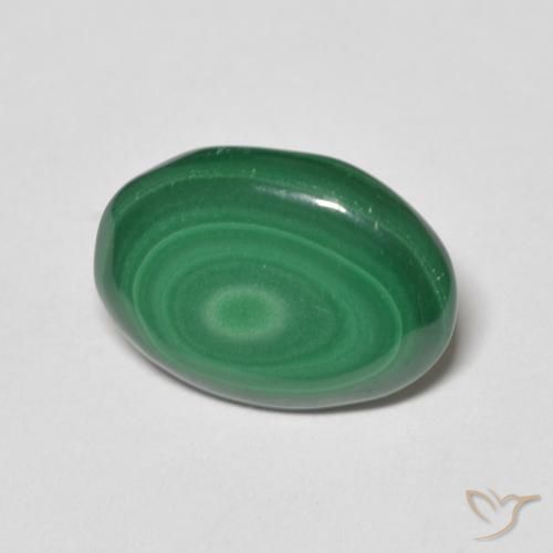 4.84 ct Green Malachite Stone, Natural Malachite in Oval Cabochon Shape for Sale