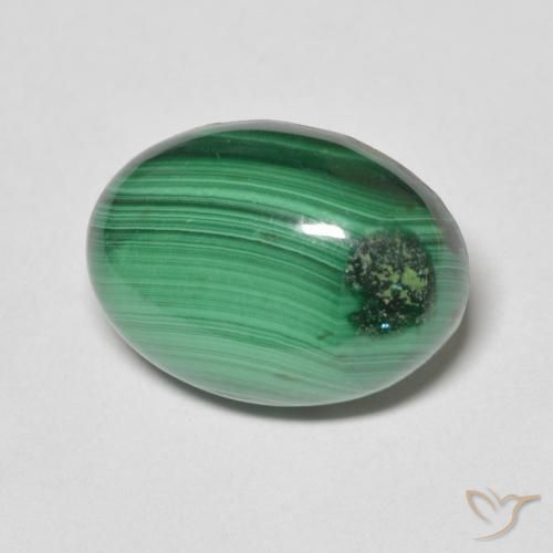 8.77 ct Green Malachite Stone, Natural Malachite in Oval Cabochon Shape for Sale