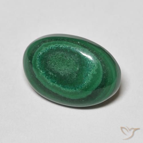 6.22 ct Green Malachite Stone, Natural Malachite in Oval Cabochon Shape for Sale